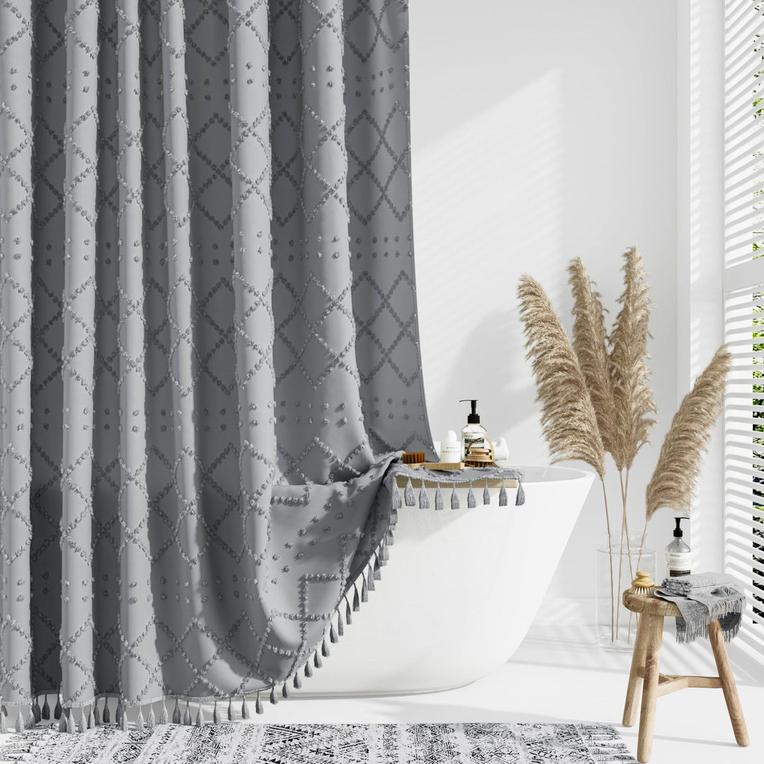 Elegant Textured Shower Curtain Bowlift