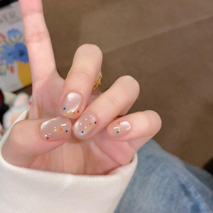 Decorative artificial nails with colorful dots Bowlift
