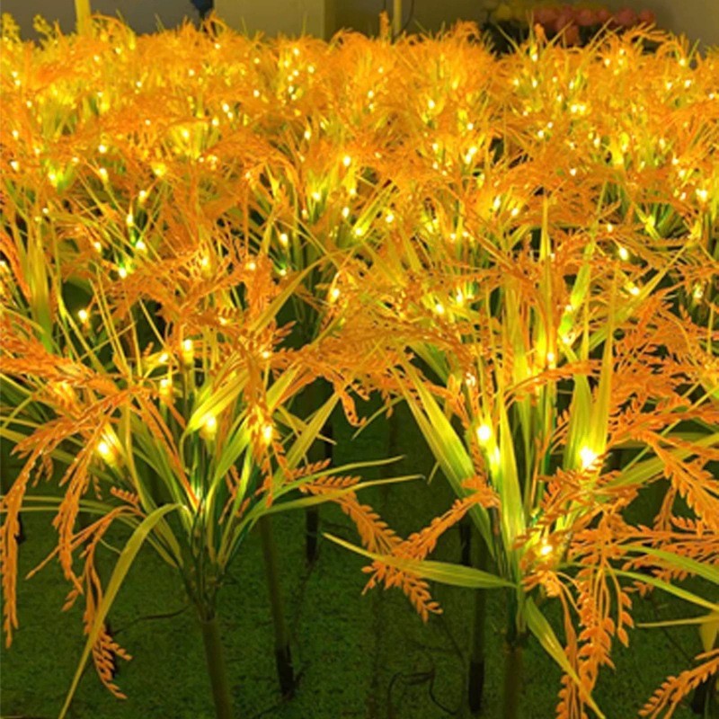 Solar Ornamental Grass Stake Lights With Warm White LED Accents Bowlift