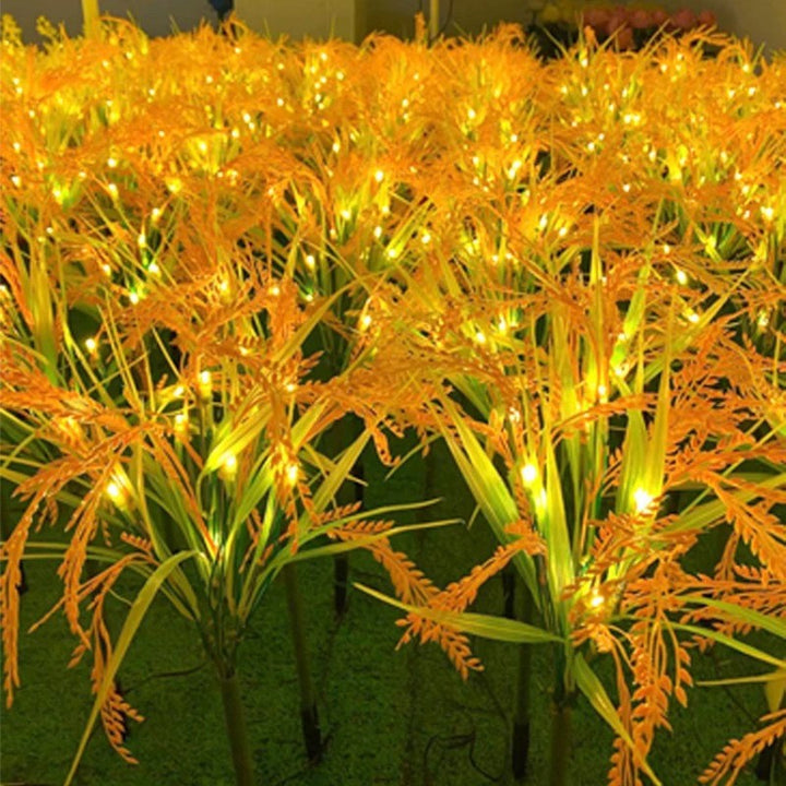 Solar Ornamental Grass Stake Lights With Warm White LED Accents Bowlift