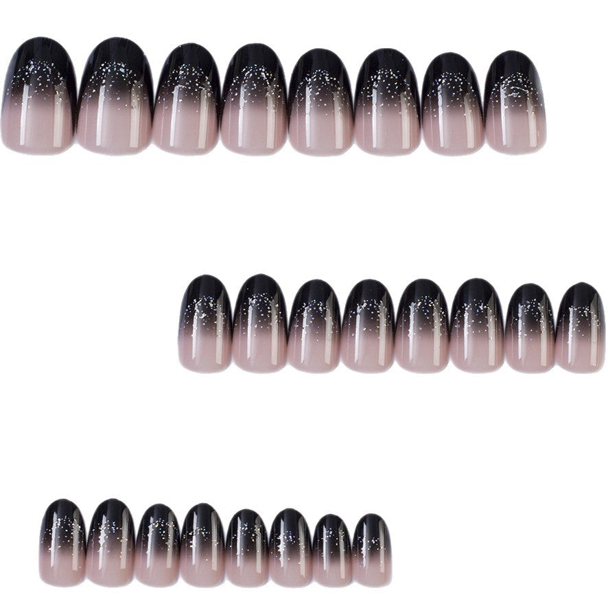 Artificial nails with elegant ombre design and sparkling accents Bowlift