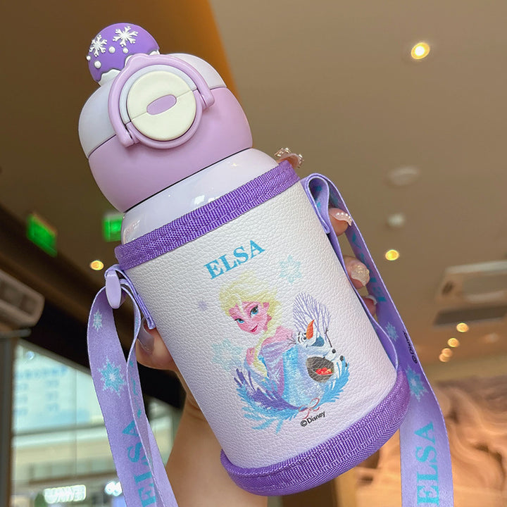Women's Insulated Water Bottle with Cute Rabbit Design and Practical Carry Strap Bowlift
