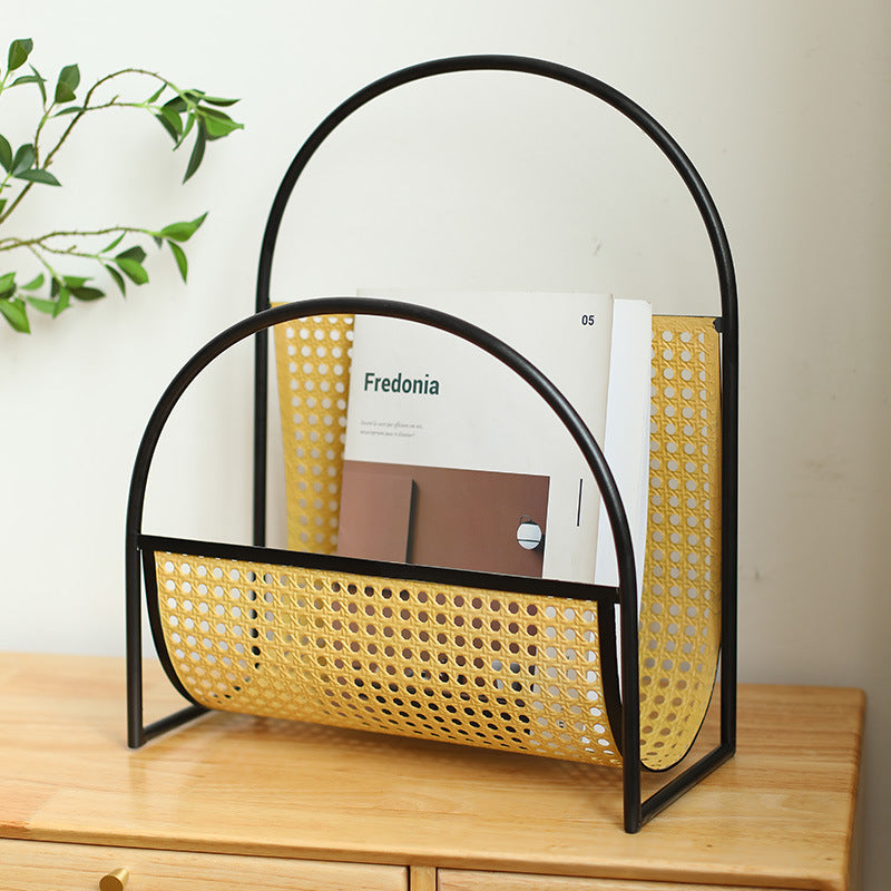 Unisex Elegant Magazine Holder with Artistic Weaving Structure Bowlift