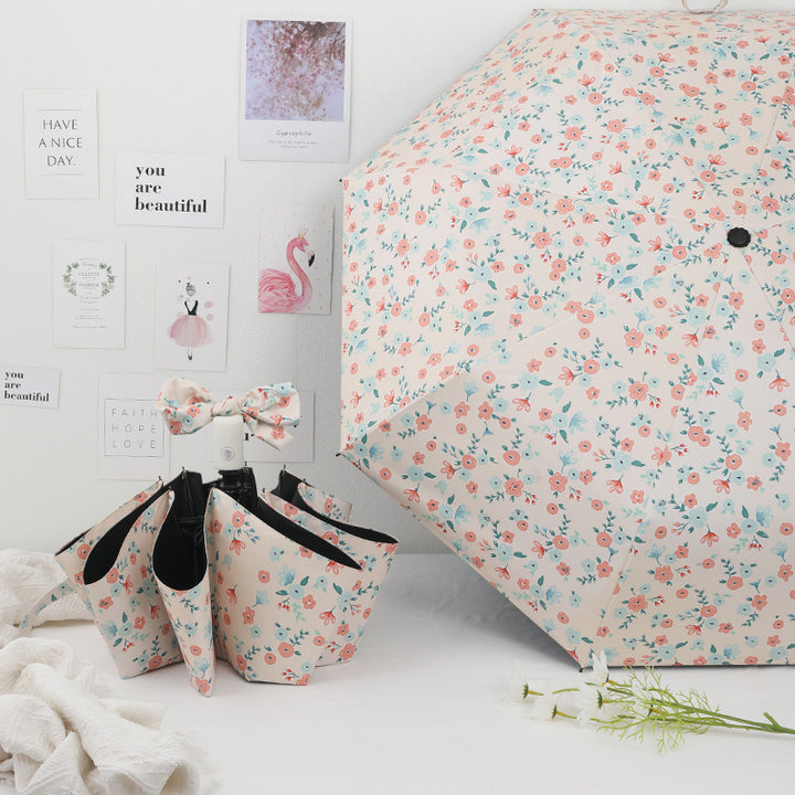 Ladies Automatic Umbrella with Colorful Floral Design Bowlift