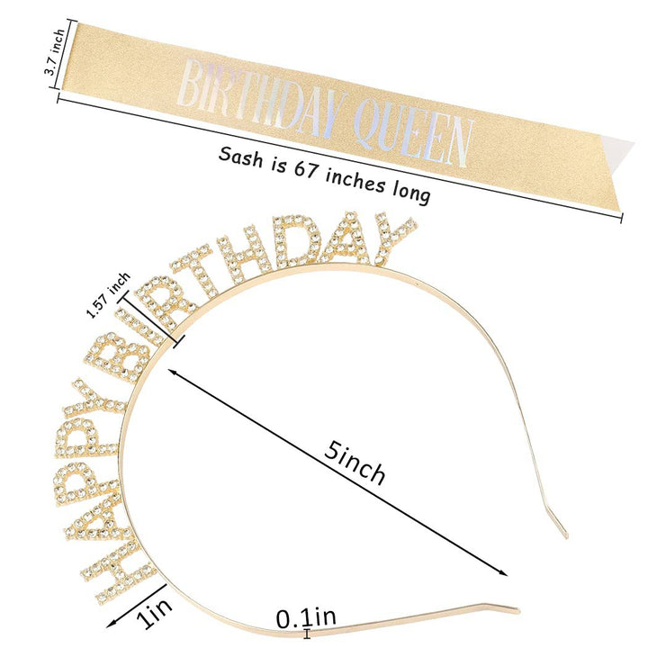Ladies Glittering Headband with "Happy Birthday" Inscription Bowlift