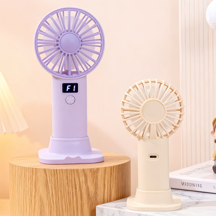 Women's portable fan with digital display and high-speed function Bowlift