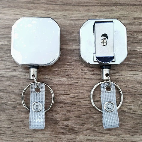 Retractable Metal Clip ID Badge Reel and Clear Card Holder Set Bowlift