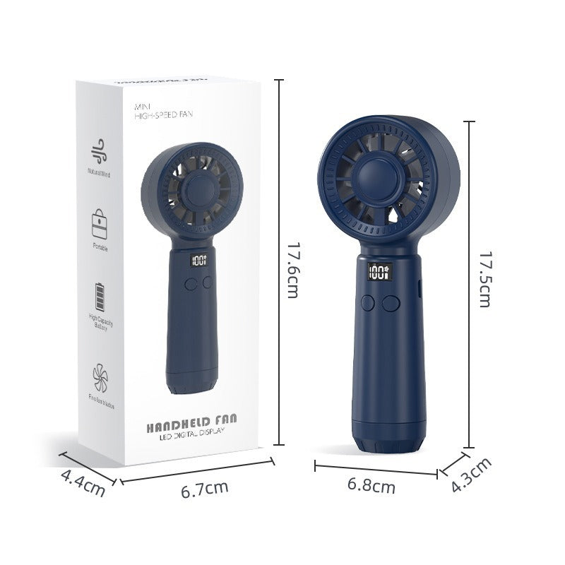 Unisex Portable Hand Fan with Digital Display and Multiple Speed Settings Bowlift