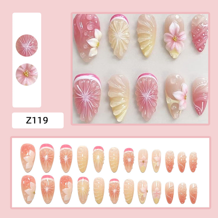 Artificial nails in spring floral and fruit design Bowlift