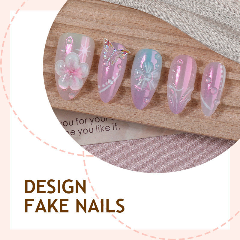 Creative nail art set with delicate flower and glitter details Bowlift