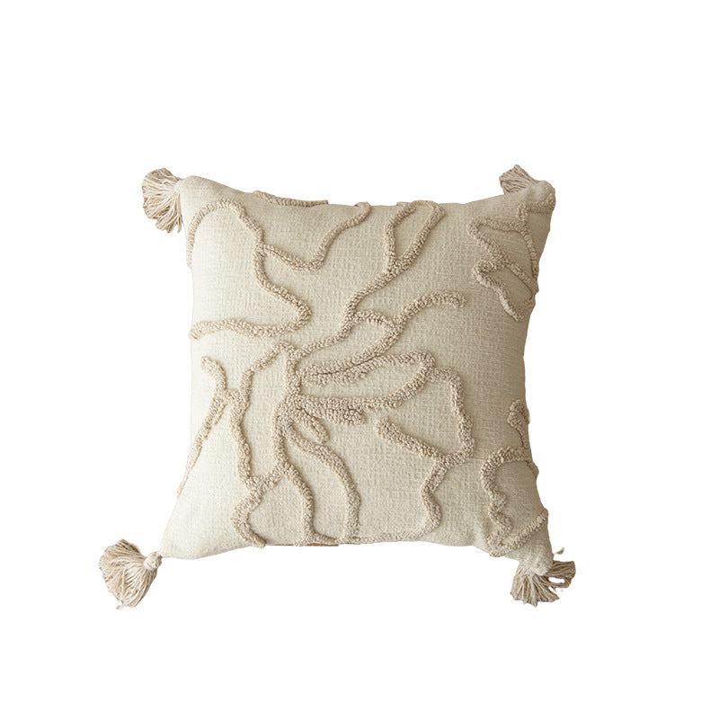 Decorative Tufted Square Throw Pillow with Tassel Corners Bowlift