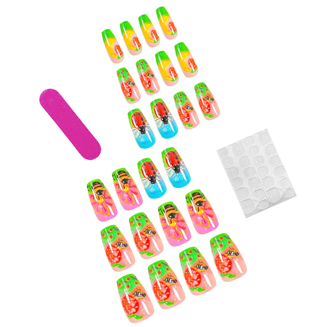 Artistic nail art with insect and flower motifs Bowlift