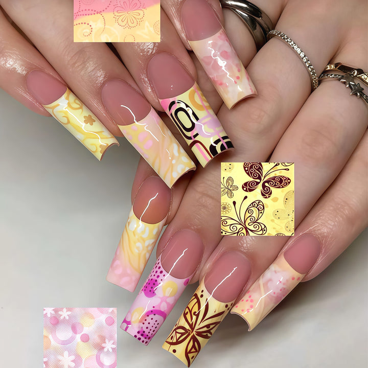 Decorative Long Press-On Nail Art Tips Bowlift