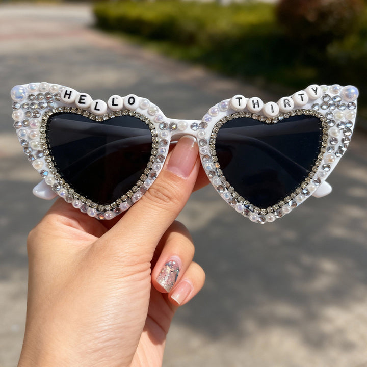 Heart-Shaped Pearl-Embellished Sunglasses Bowlift
