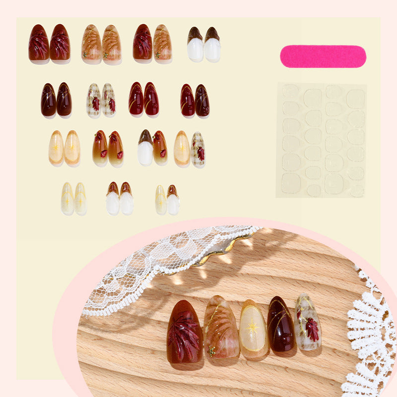 Nail set with elegant flower and glitter accents Bowlift