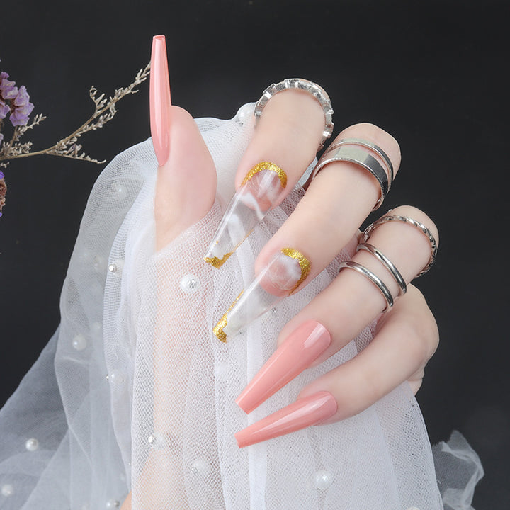 Glitter-Accented Stiletto Press-On Nails Bowlift