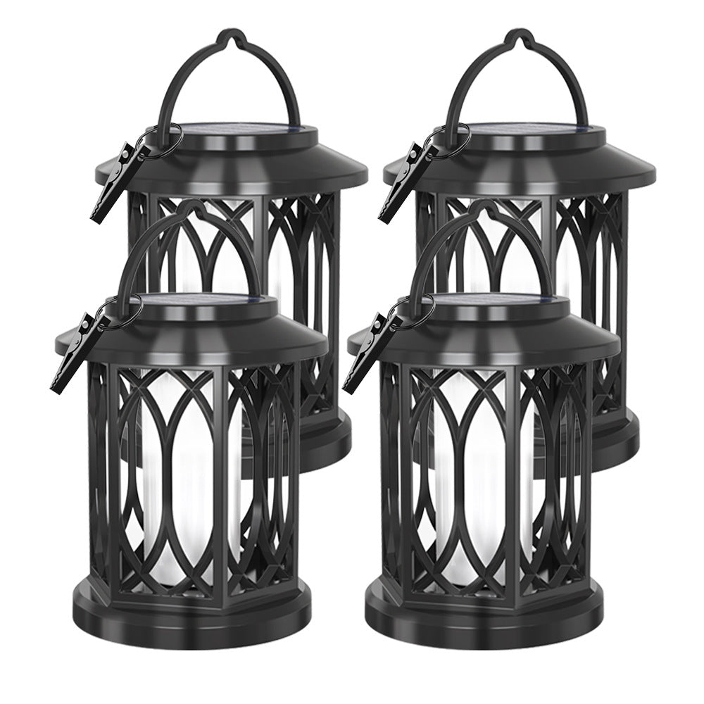 Decorative Solar Hanging Lantern With Metal Lattice Panels Bowlift