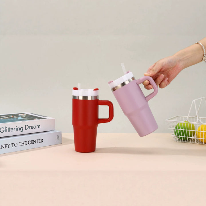 Unisex noble insulated cup with practical straw Bowlift