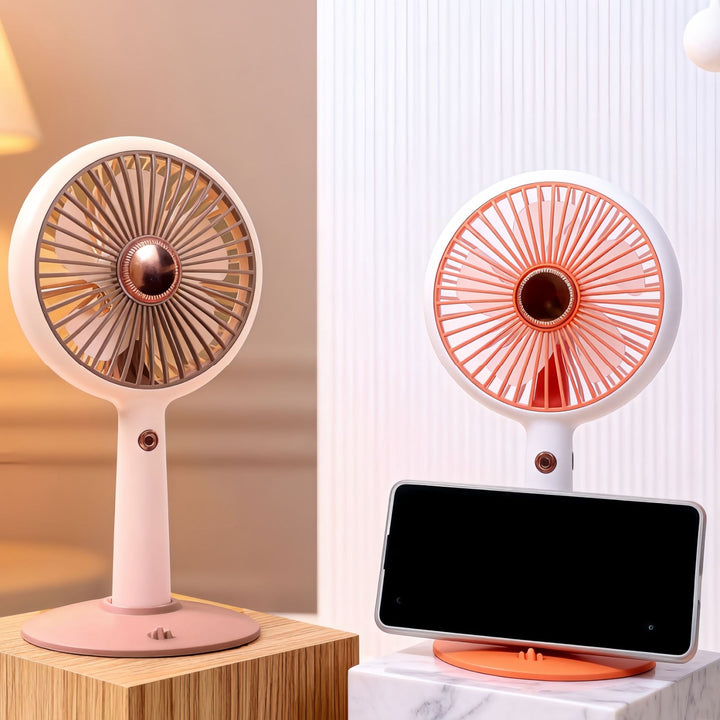 Women portable table fan with USB charging function and flexible tilt Bowlift