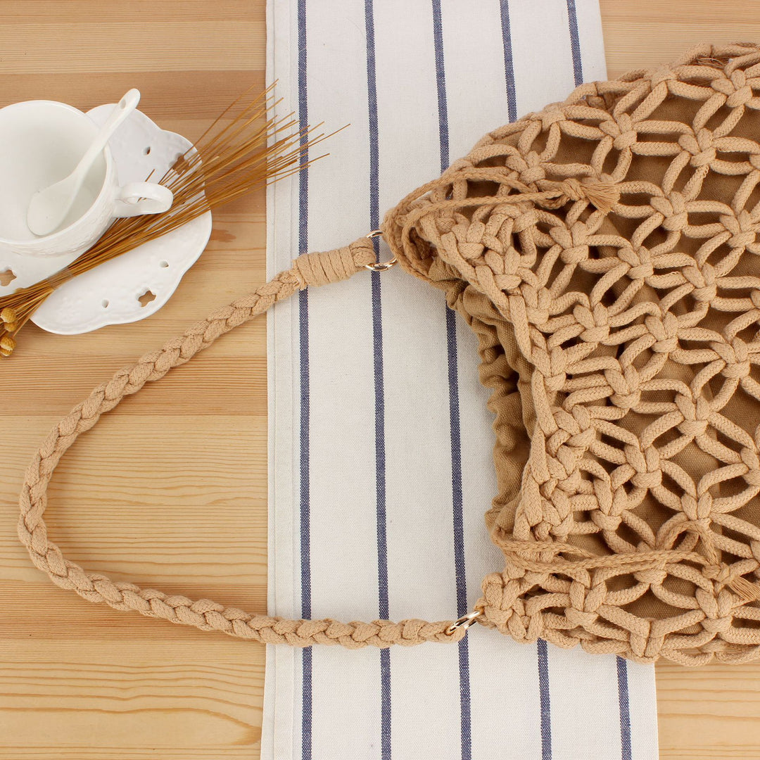 Handbag with Artistic Macrame Design Bowlift