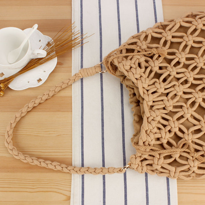 Handbag with Artistic Macrame Design Bowlift