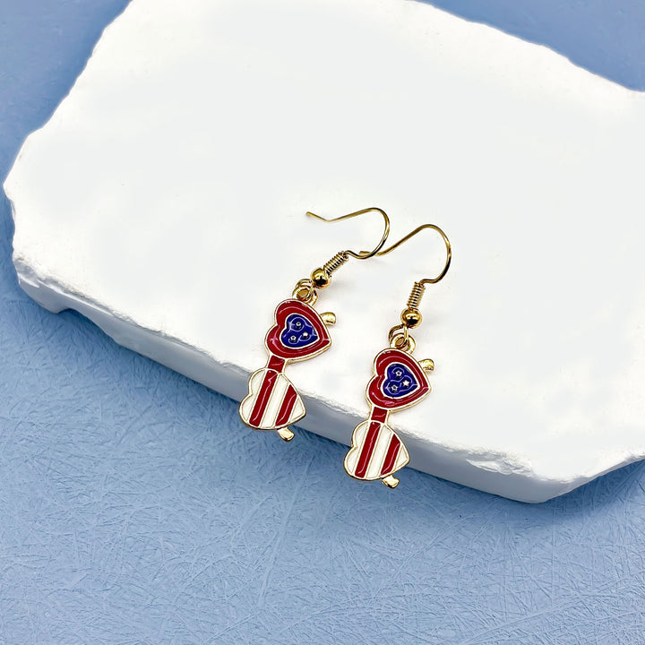 Women's nan long patriotic mesh tassel dangle earrings Bowlift