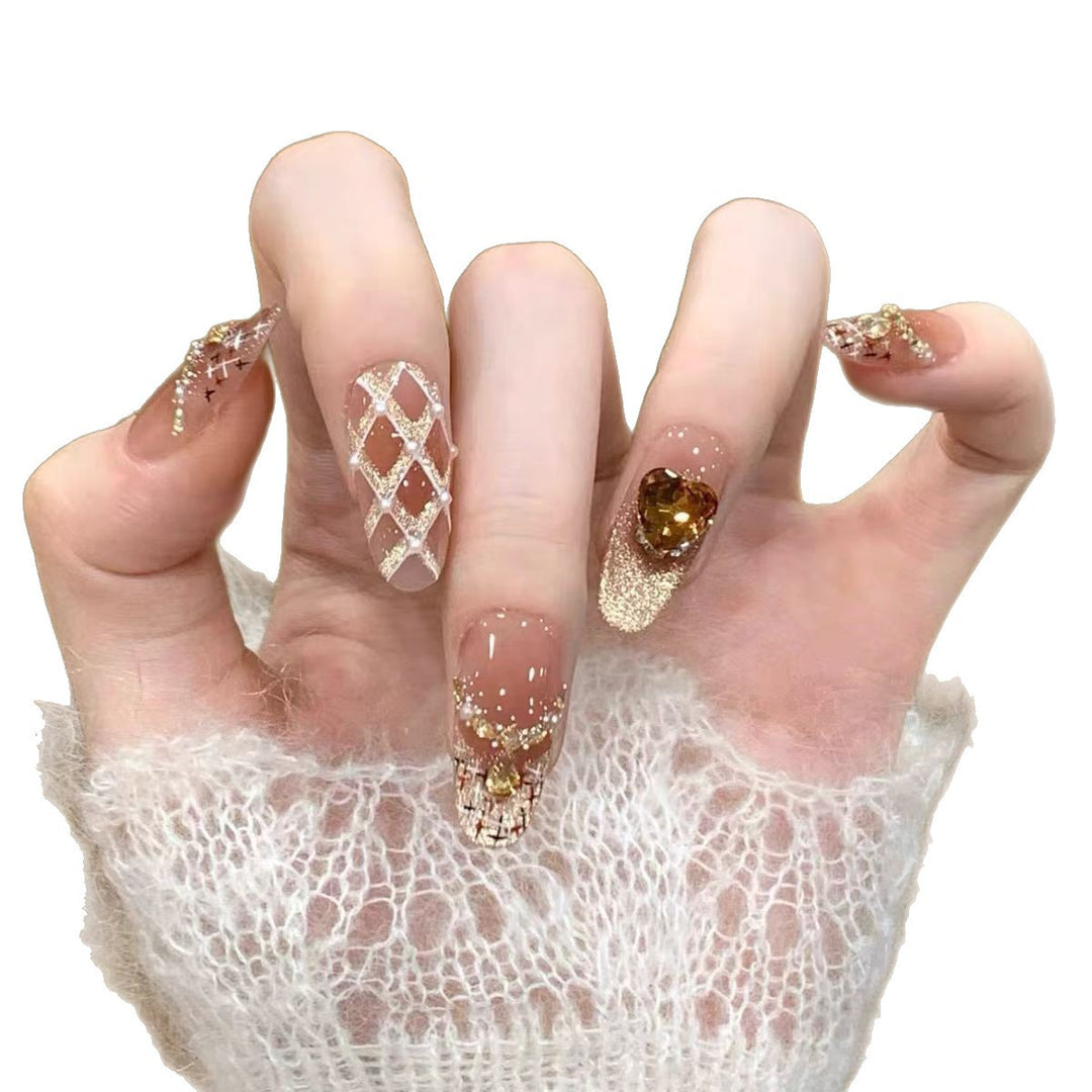 Glamorous Crystal-Embellished Press-On Nail Set Bowlift