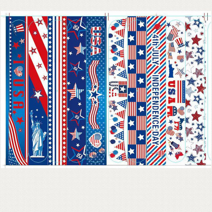 Unisex nan patriotic Slap Bracelets multi-piece bracelet set with flexible metal core and USA motifs Bowlift
