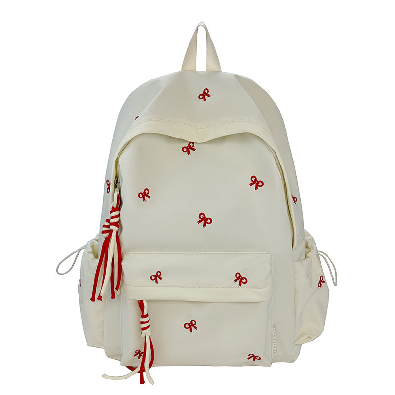 Elegant Bow-Embroidered Backpack Bowlift