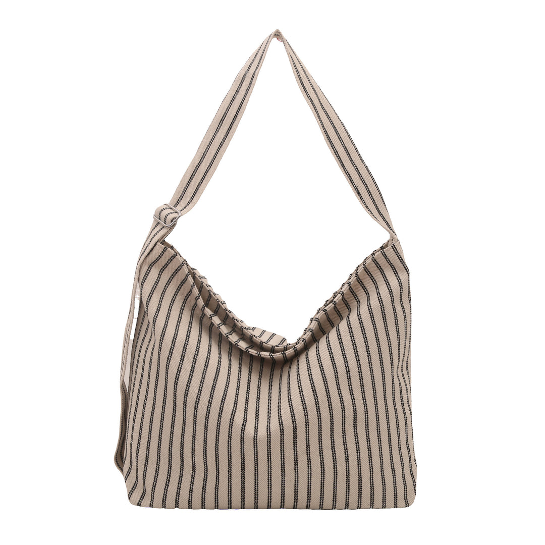 Casual Striped Canvas Tote Bag Bowlift