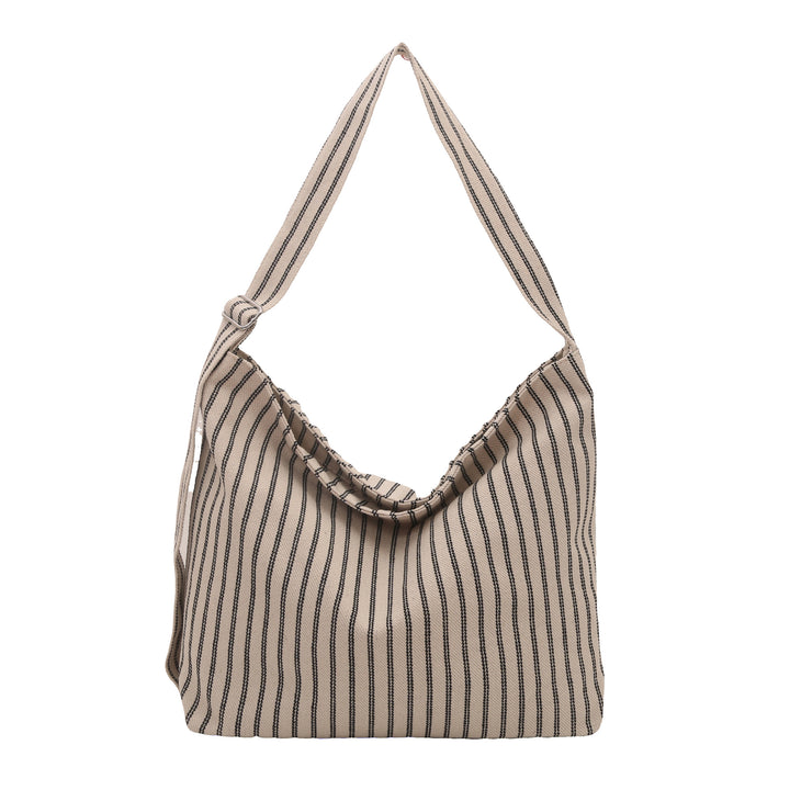Casual Striped Canvas Tote Bag Bowlift