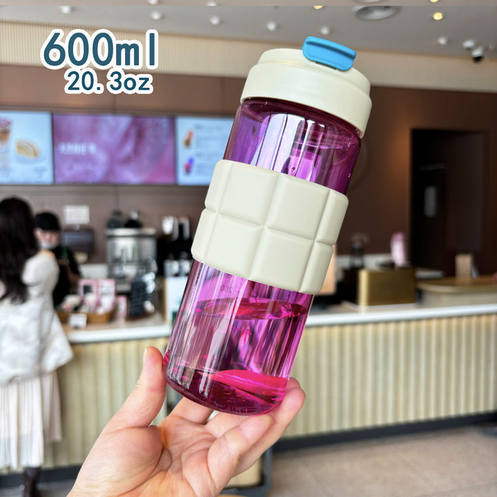 Women's transparent drinking bottle with non-slip silicone coating Bowlift