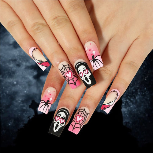 Artistic Halloween Themed Press-On Nail Extensions Bowlift