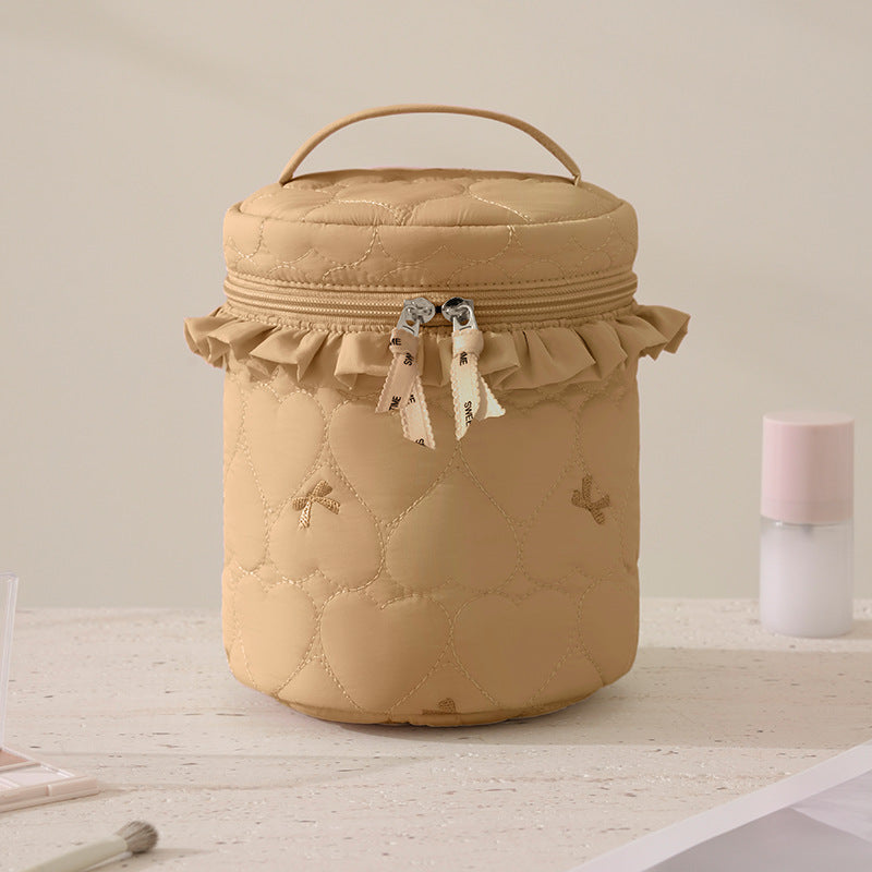 Quilted Makeup Storage Canister Bowlift