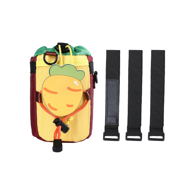 insulated kids water bottle carrier with drawstring closure and three universal attachment straps Bowlift
