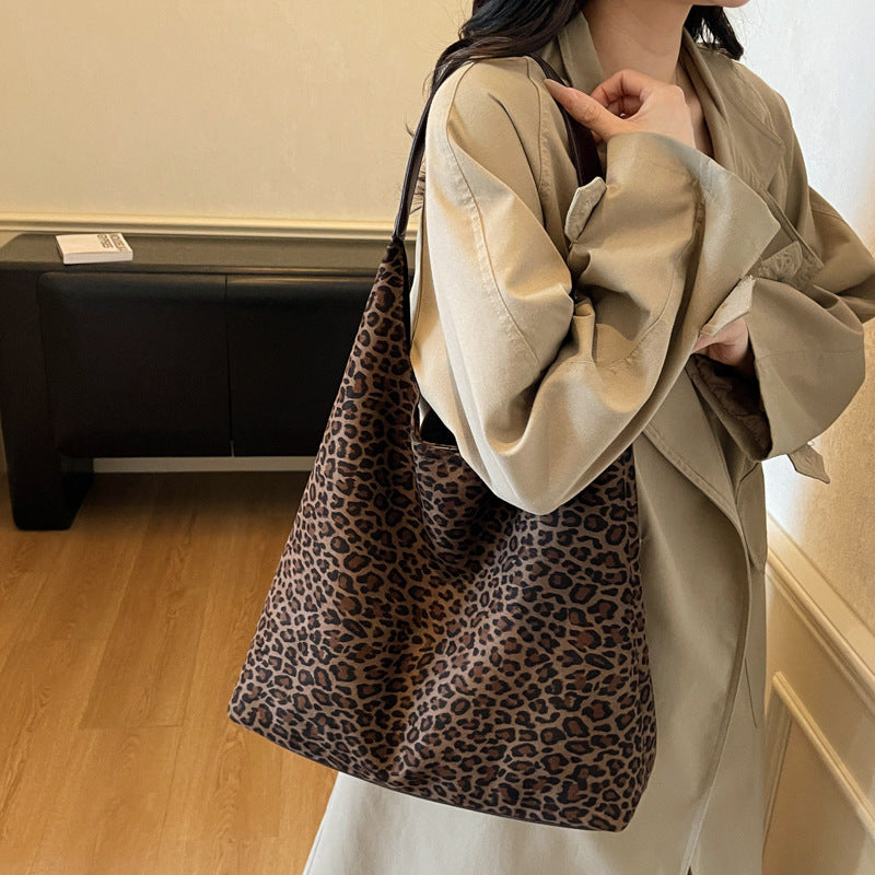 Suede Leopard Print Hobo Bag Bowlift