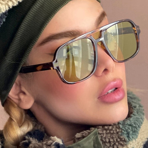 Women's modern square sunglasses with stylish transparent frame Bowlift