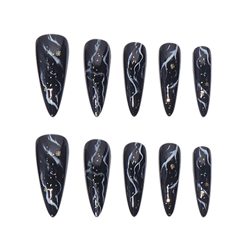 Elegant Marble Effect Press-On Nails Bowlift