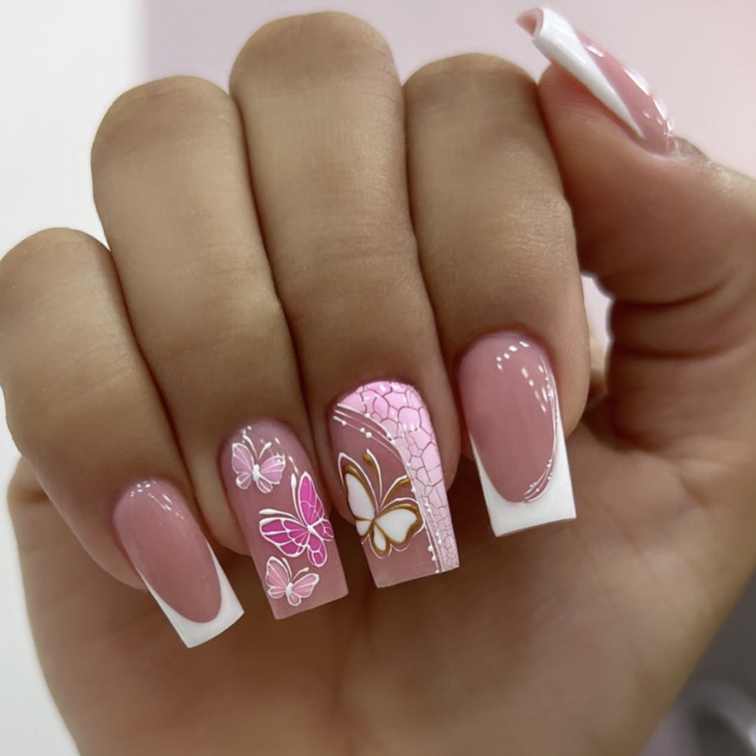Floral Embellished Acrylic Nail Enhancements Bowlift