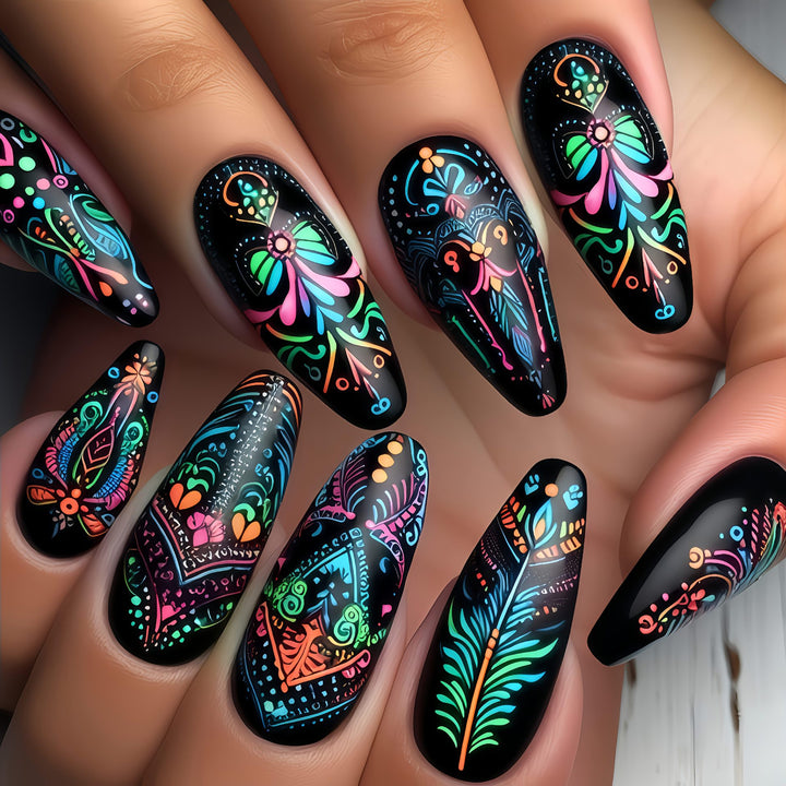 Artificial Nails in Creative Mandala Design Bowlift