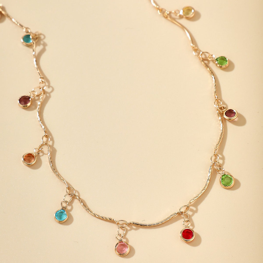 Gold-Plated Gemstone Charm Necklace Bowlift