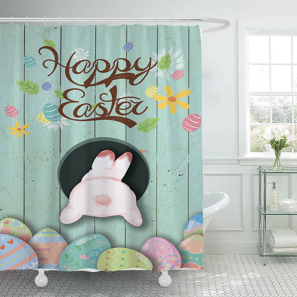 Whimsical Bunny Print Shower Curtain Bowlift