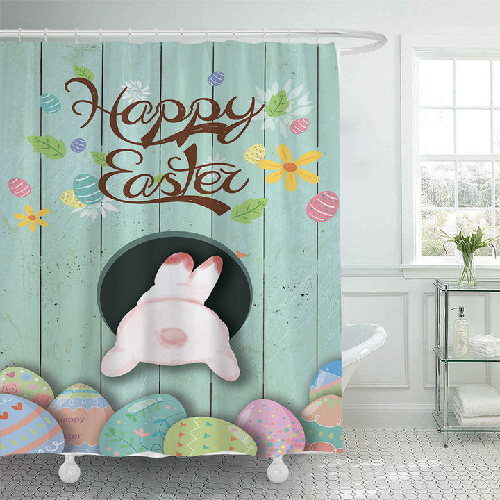 Whimsical Bunny Print Shower Curtain Bowlift