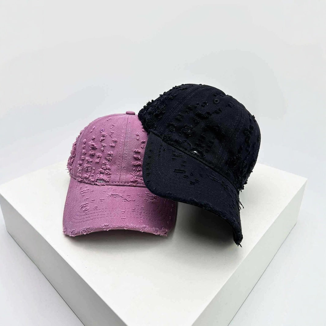 Women's Distressed Textured Baseball Cap Bowlift