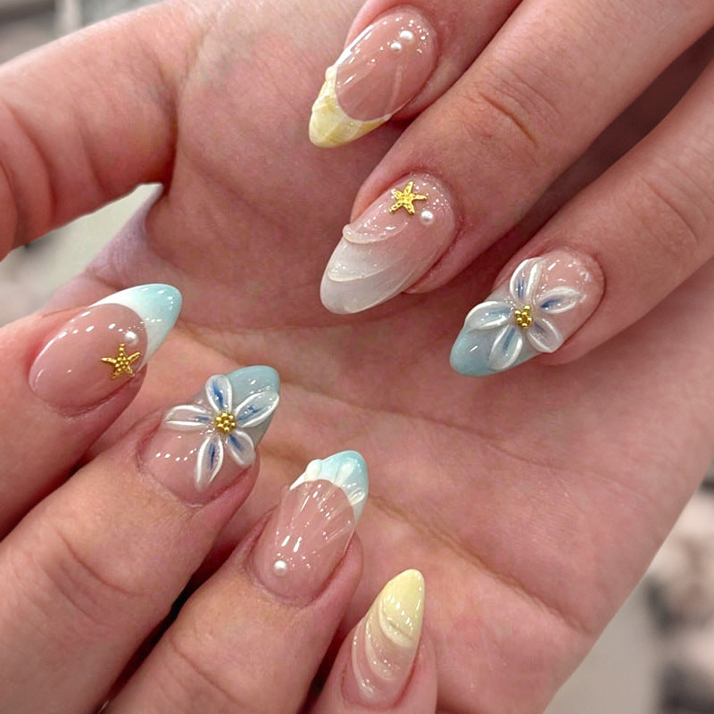 Premium Floral Art Press-On Nail Set Bowlift