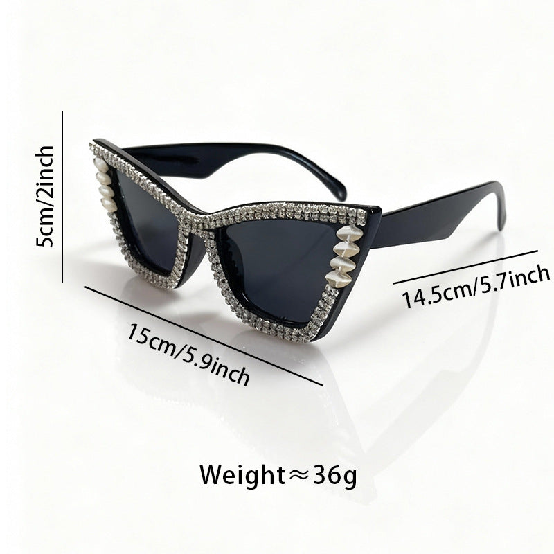 Rhinestone-Accented Cat-Eye Sunglasses Bowlift