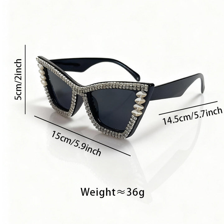 Rhinestone-Accented Cat-Eye Sunglasses Bowlift