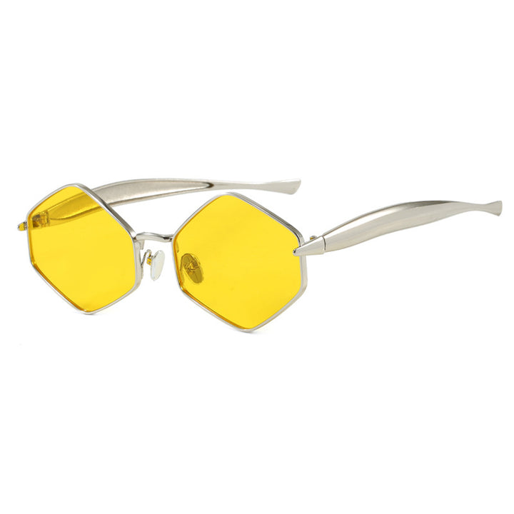 Women's hexagonal sunglasses with elegant metal frame and UV protection Bowlift