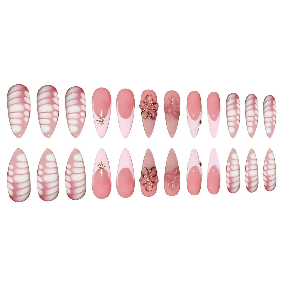 Decorative Floral Art Press-On Nails Bowlift