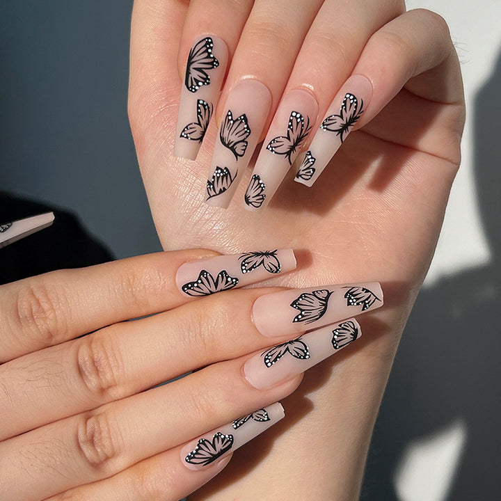 Artistic Nail Extensions with Butterfly Design Bowlift